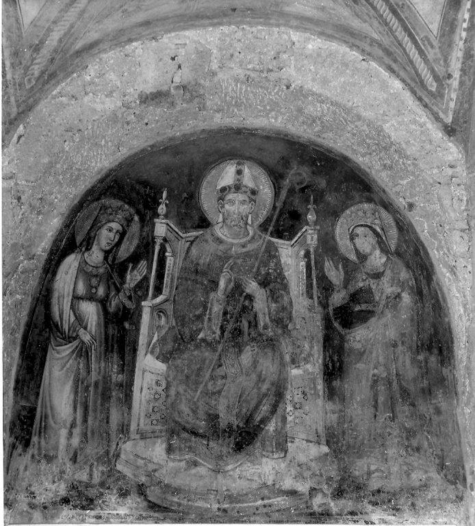 San Pietro d'Anagni in cattedra e due sante (dipinto) di Cavallini Pietro (